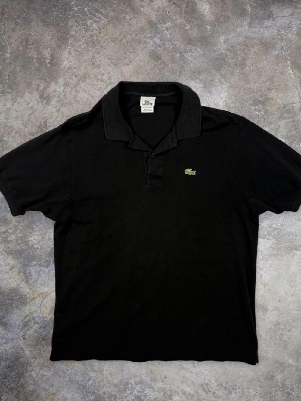 Lacoste Black Polo with Green Croc Logo